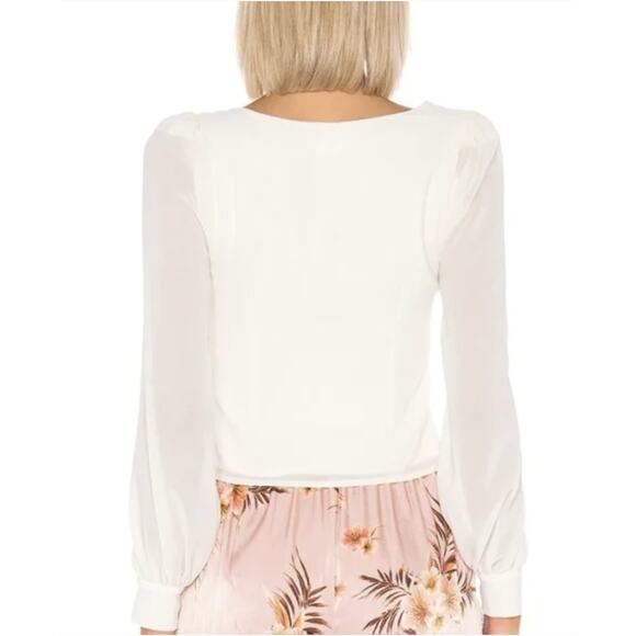 LPA Long Sleeve Square Neck Blouse Top Off White Size Medium - Picture 2 of 7